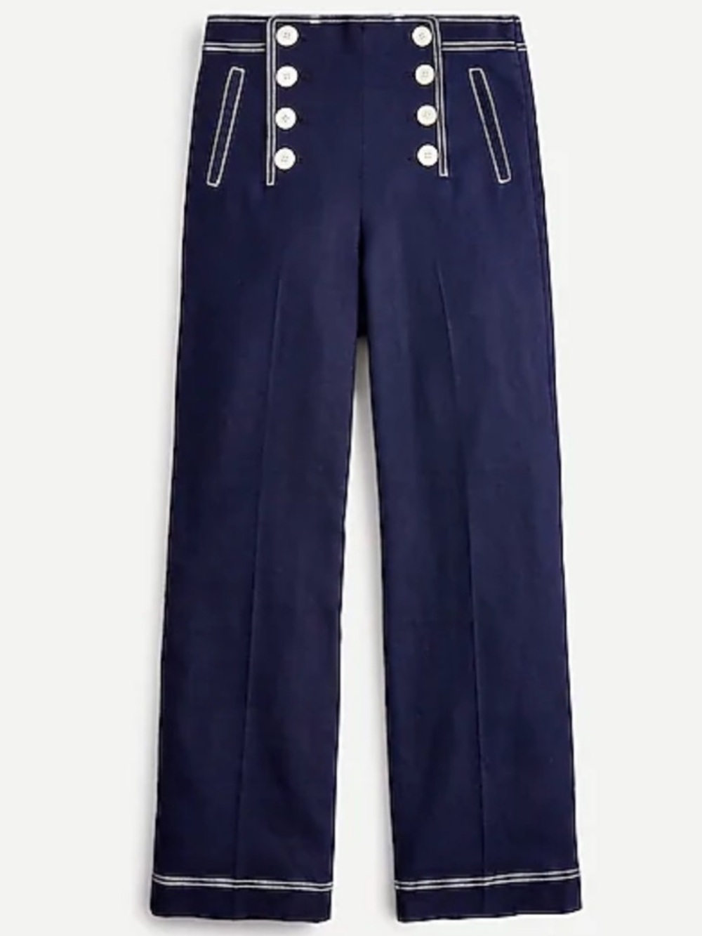 J. Crew Peyton Sailor Navy Stretch Linen Nautical Cropped Chinos. Size 10